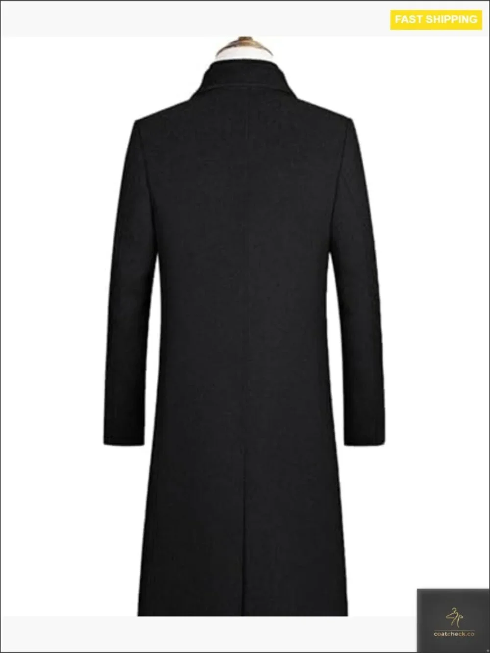 Men's Wool Blend Pea Coat Notch Lapel Single Breasted Long Overcoat Winter